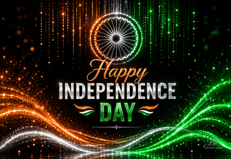 Happy Independence Day – Shimmering Tricolour Lights Greeting Happy Independence Day – Shimmering Tricolour Lights Greeting