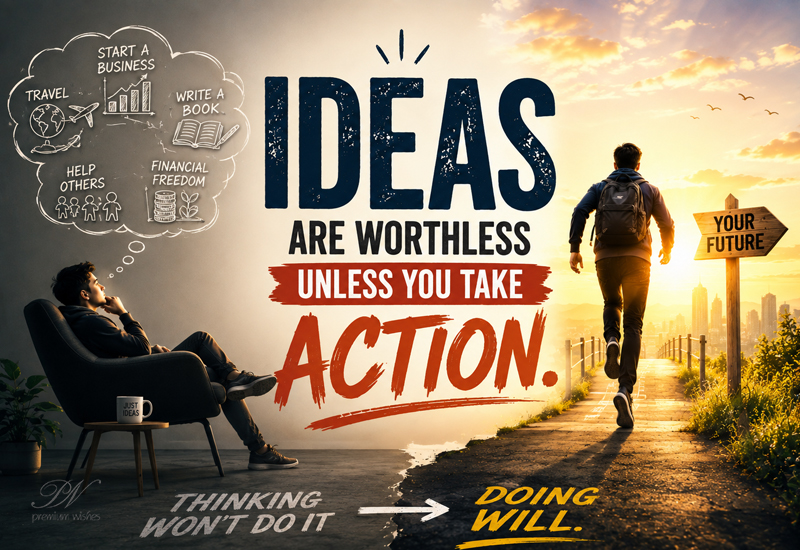 Ideas Are Worthless Unless You Take Action – Motivational Quote