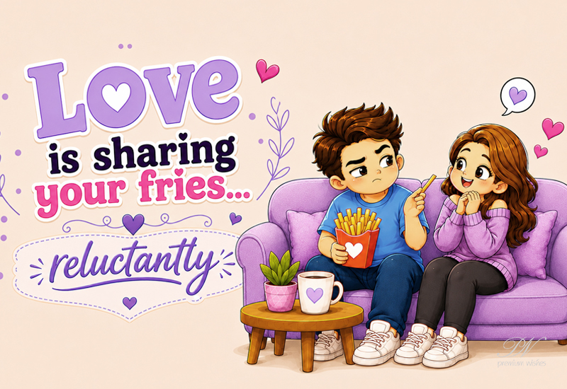 Love Is Sharing Your Fries… Reluctantly – Cute Couple Quote Love Is Sharing Your Fries… Reluctantly – Cute Couple Quote