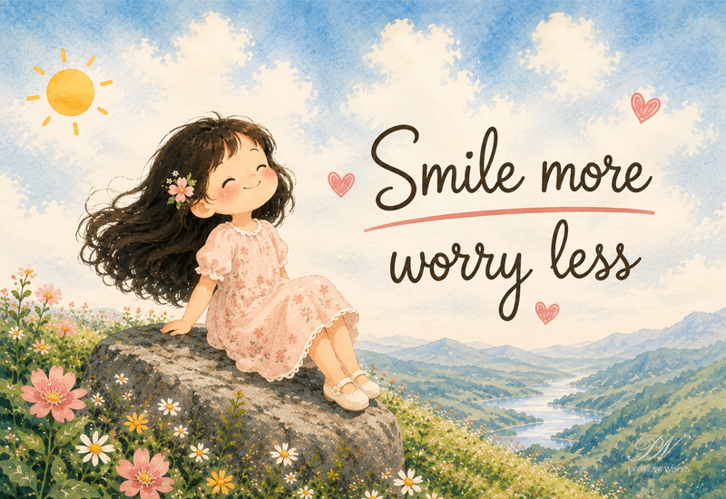 Smile More, Worry Less – Positive Inspirational Quote Smile More, Worry Less – Positive Inspirational Quote