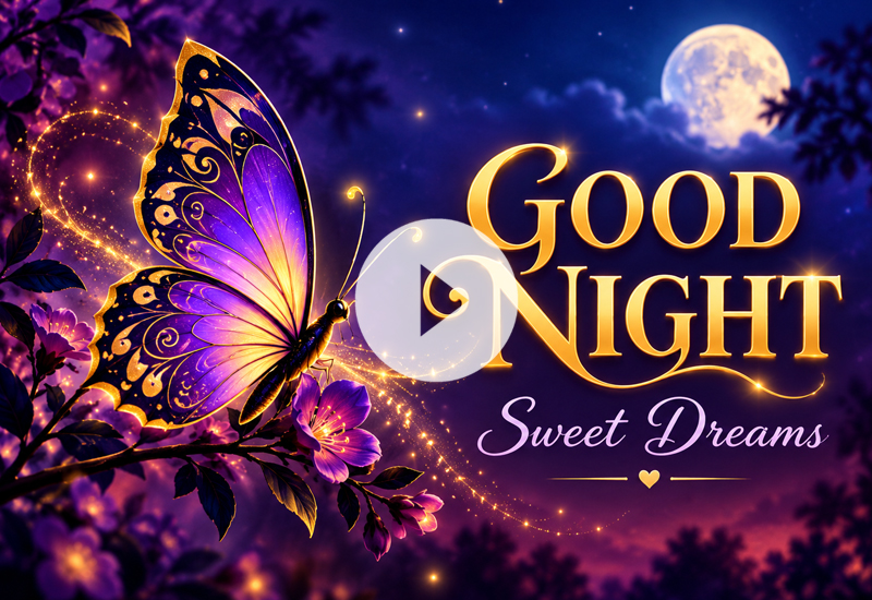 Beautiful Good Night Butterfly Wishes and Sweet Dreams Greetings