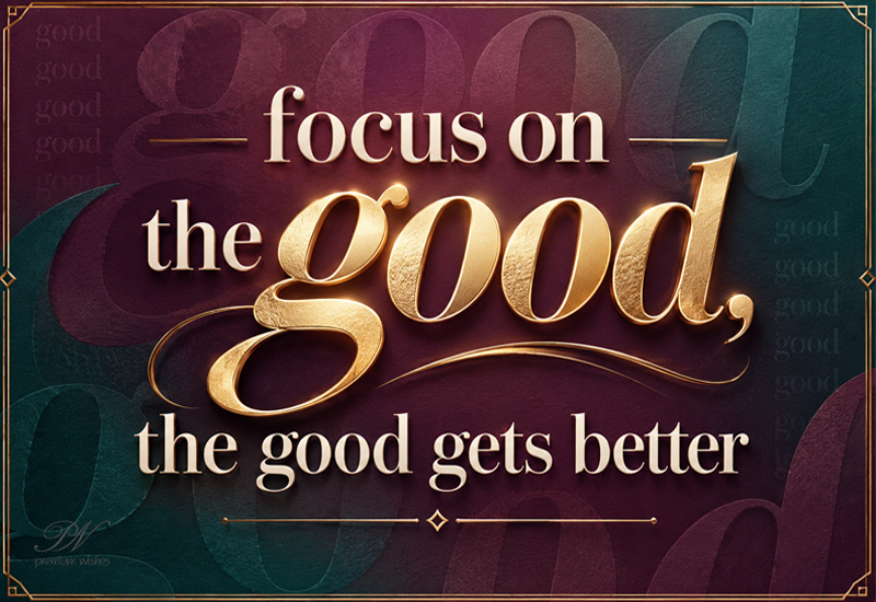 Focus on the Good, the Good Gets Better Focus on the Good, the Good Gets Better