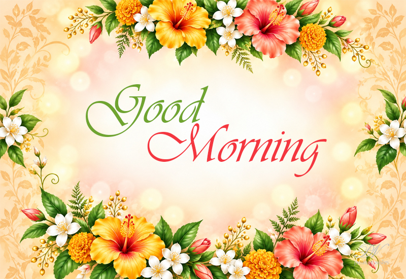 Good Morning – Bright Hibiscus Floral Greeting Good Morning – Bright Hibiscus Floral Greeting