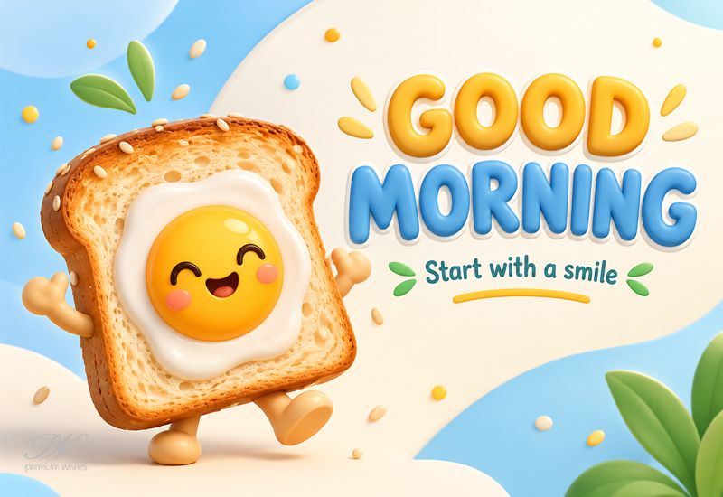 Good Morning – Start With a Smile Cute Breakfast Greeting
