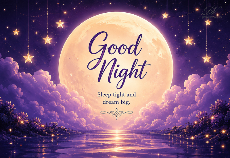 Good Night – Sleep Tight and Dream Big Moon Greeting