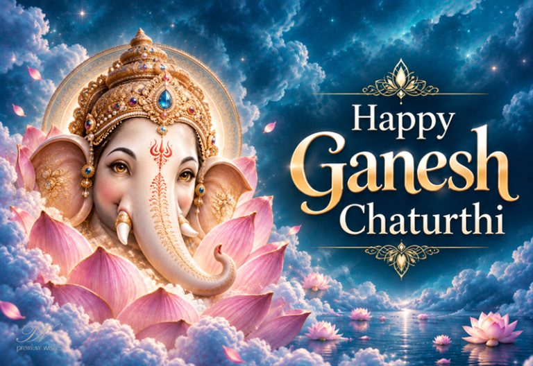 Happy Ganesh Chaturthi – Divine Blessings Among Lotus and Clouds Happy Ganesh Chaturthi – Divine Blessings Among Lotus and Clouds
