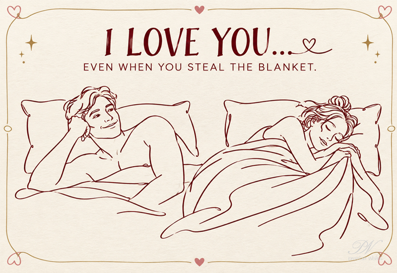 I Love You Even When You Steal the Blanket – Funny Love Greeting I Love You Even When You Steal the Blanket – Funny Love Greeting