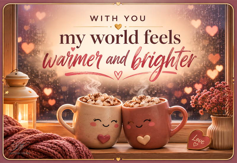 With You, My World Feels Warmer and Brighter – Romantic Love Quote With You, My World Feels Warmer and Brighter – Romantic Love Quote