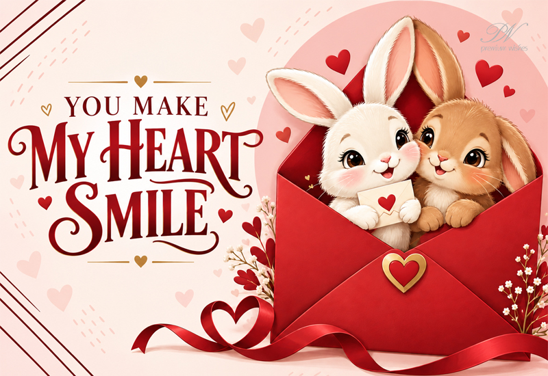 You Make My Heart Smile – Cute Bunny Love Greeting