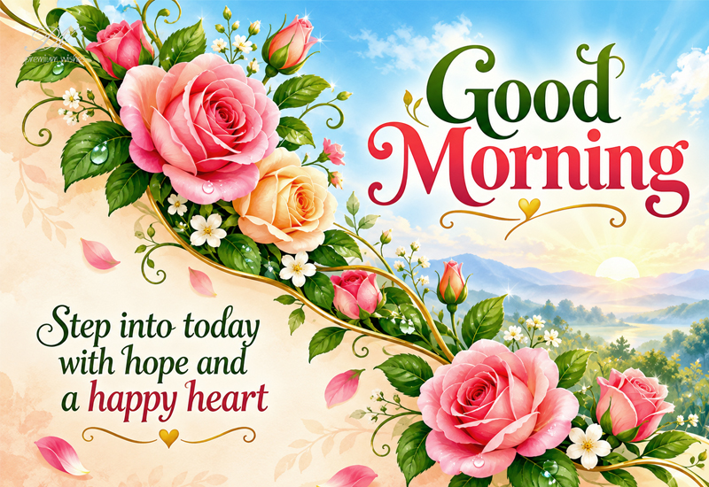 Good Morning – Step Into Today With Hope and a Happy Heart Good Morning – Step Into Today With Hope and a Happy Heart