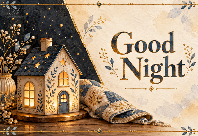 Good Night Cozy House Greeting Good Night Cozy House Greeting
