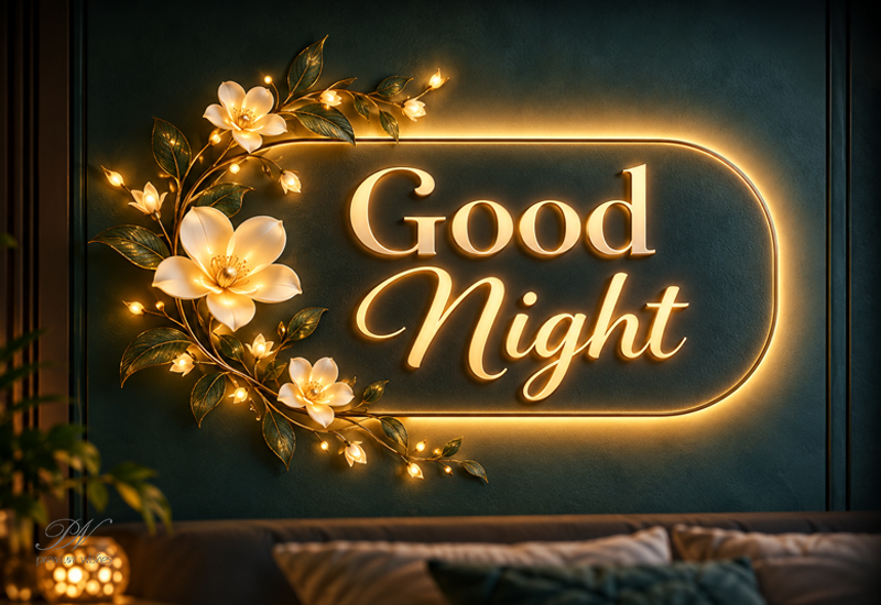 Good Night – Glowing Floral Frame Greeting Good Night – Glowing Floral Frame Greeting
