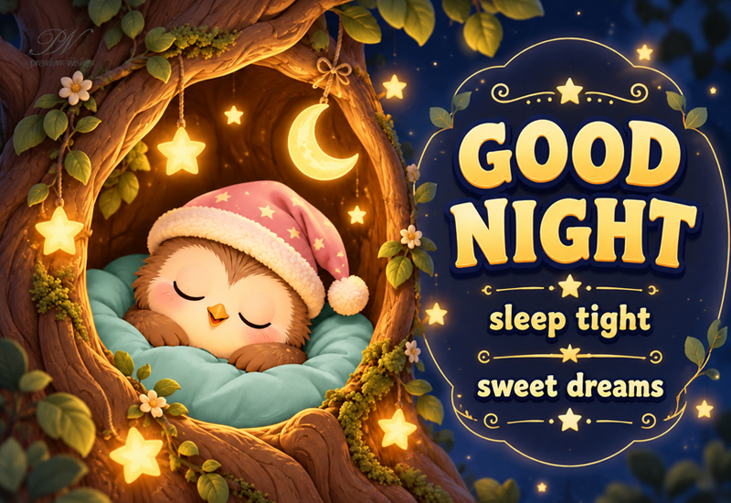 Good Night Sleep Tight Sweet Dreams Cute Bird Greeting Good Night Sleep Tight Sweet Dreams Cute Bird Greeting