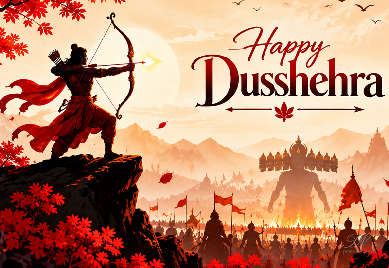 Happy Dusshehra – Lord Rama and Ravana Greeting Happy Dusshehra – Lord Rama and Ravana Greeting
