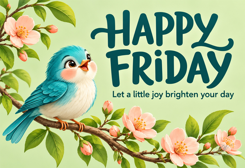 Happy Friday Bird & Blossom Greeting Happy Friday Bird & Blossom Greeting