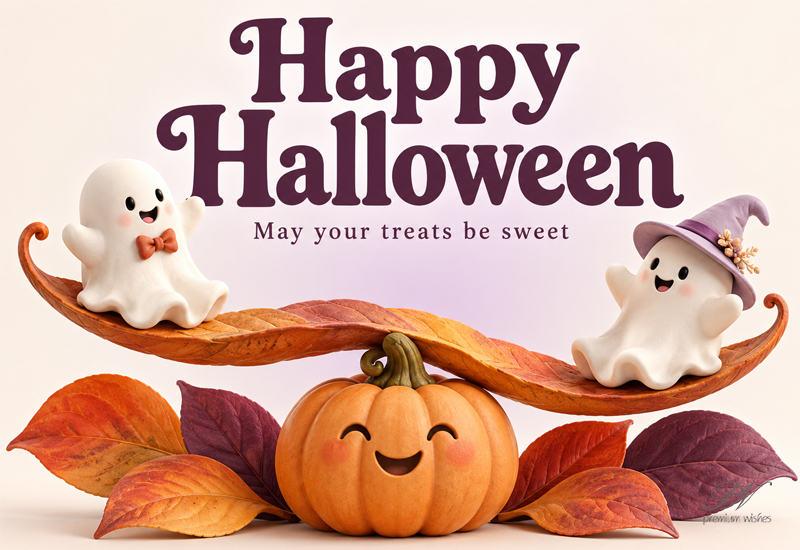 Happy Halloween Cute Ghosts and Pumpkin Greeting Happy Halloween Cute Ghosts and Pumpkin Greeting