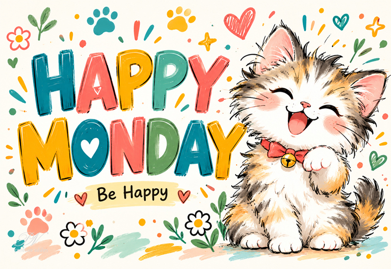 Happy Monday – Be Happy With a Cute Kitten Greeting Happy Monday – Be Happy With a Cute Kitten Greeting