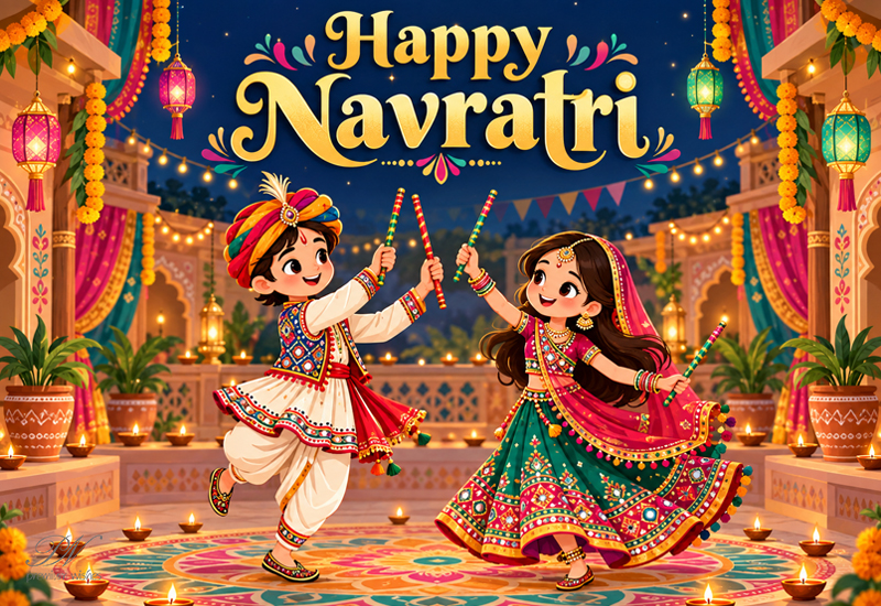Happy Navratri – Dandiya Dance and Festive Cheer Happy Navratri – Dandiya Dance and Festive Cheer