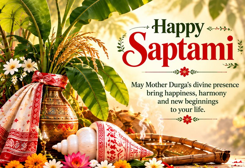 Happy Saptami 2026 Wishes – Durga Puja Greeting