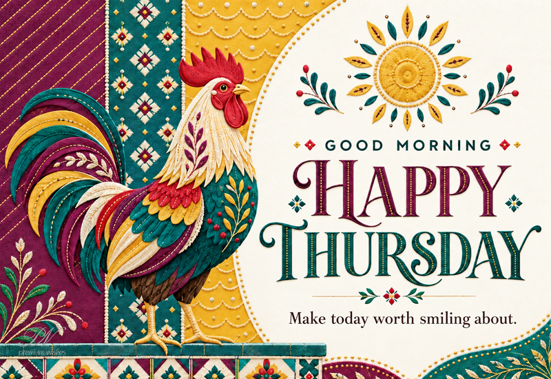 Happy Thursday Greeting – Colorful Rooster Wishes Happy Thursday Greeting – Colorful Rooster Wishes